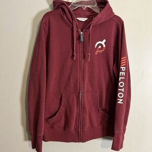 Peloton Red/Maroon Full Zip Hoodie Jacket Women's Long Sleeve Sweater Size Large